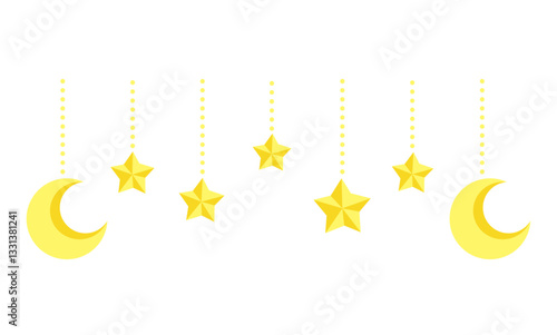 star and moon garland vector illustration isolated on white