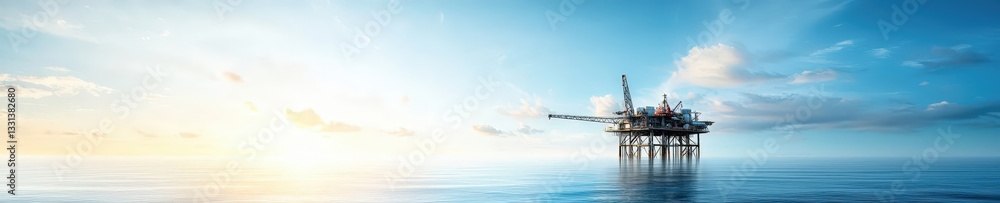 Offshore oil platform during sunrise with calm ocean waves Offshore oil platform during sunrise with calm ocean waves