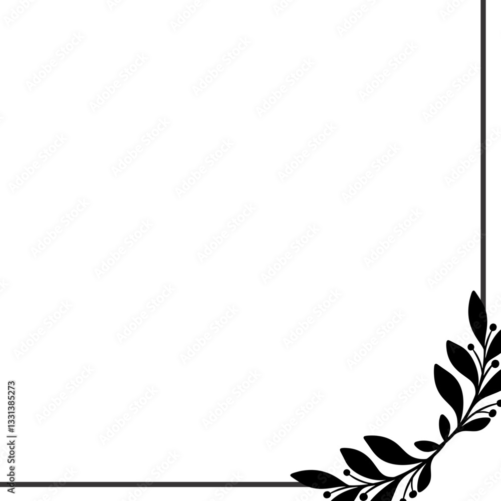 Obraz premium Minimalist Floral Corner Frame Vector Illustration