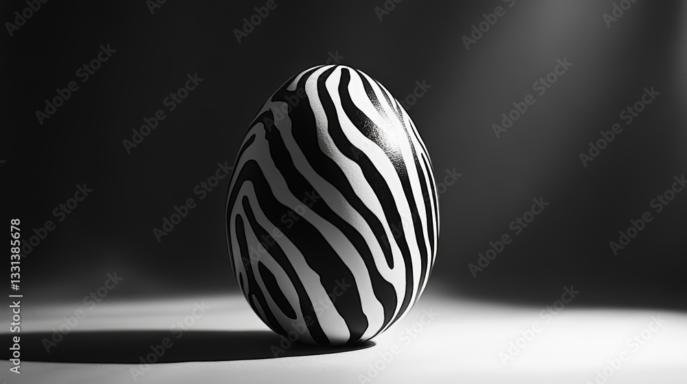 Fototapeta premium Modern black and white easter egg design for seasonal decoration and art