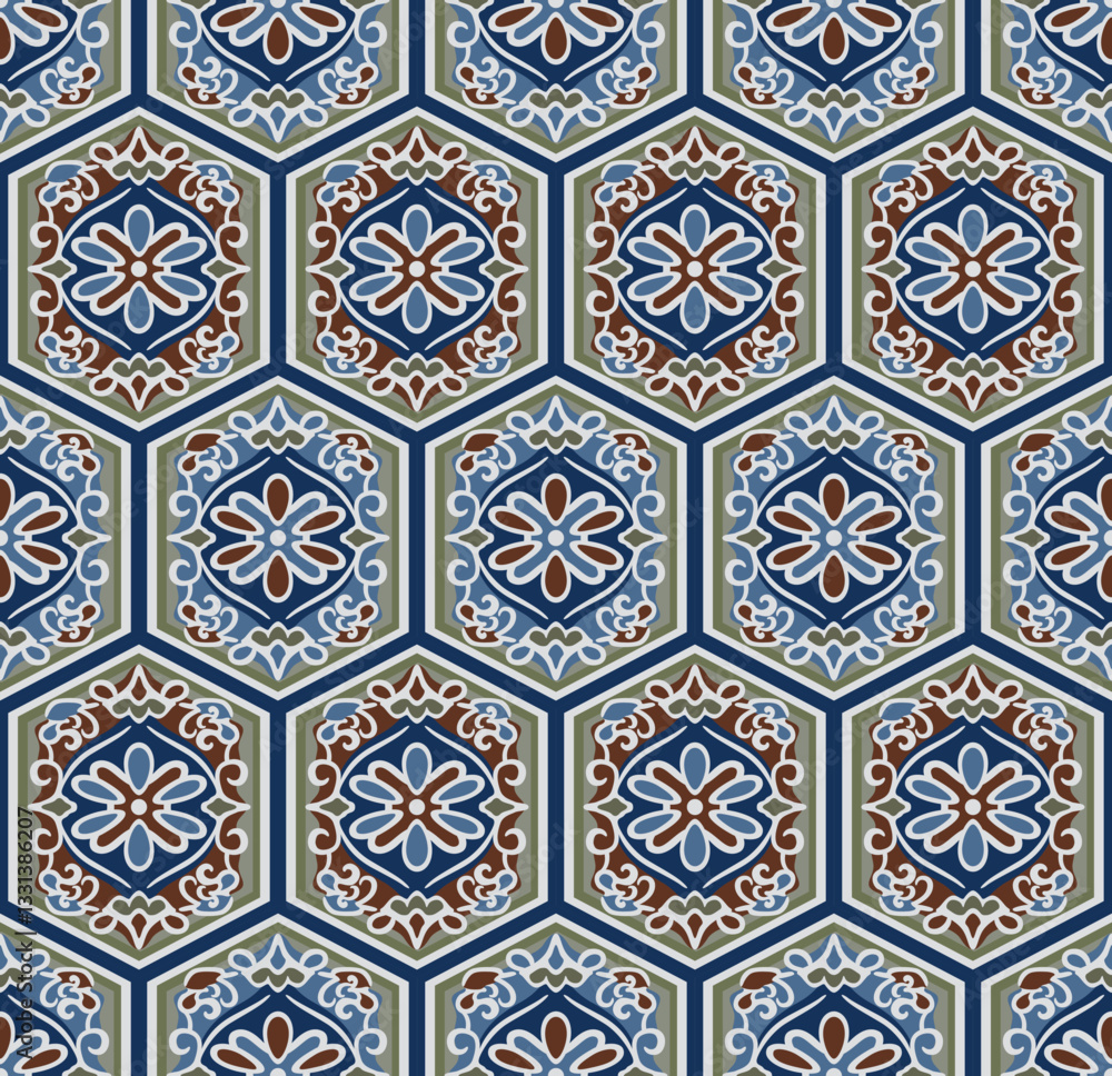 Japanese Flower Hexagon Vector Seamless Pattern Japanese Flower Hexagon Vector Seamless Pattern