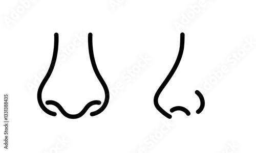 正面から見た鼻と横から見た鼻のシンプルなアイコン_Nose from the front Nose icon from the side