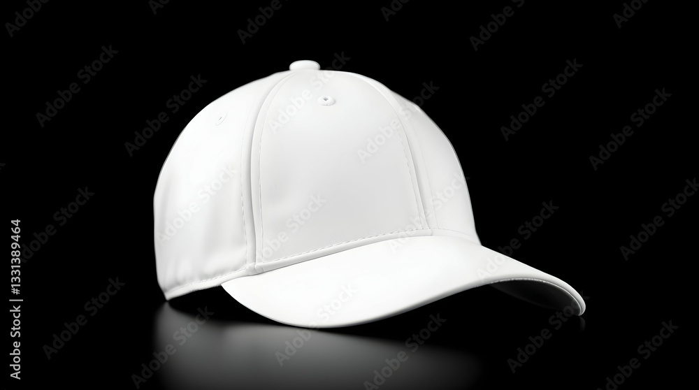 Vector illustration of a blank baseball cap, a common headwear and clothing item, isolated on black as a design template Vector illustration of a blank baseball cap, a common headwear and clothing item, isolated on black as a design template