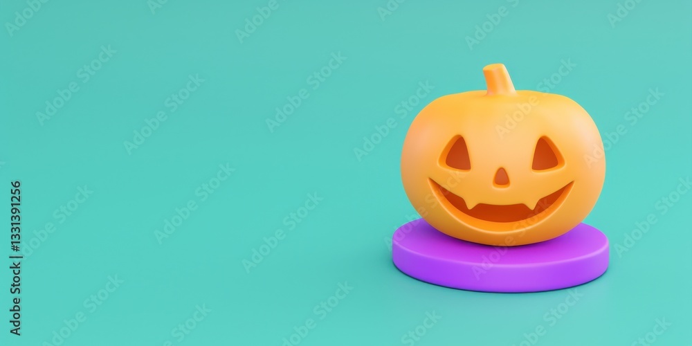 Fototapeta premium 3d pumpkin sculpture display halloween festivity digital art vibrant environment playful viewpoint