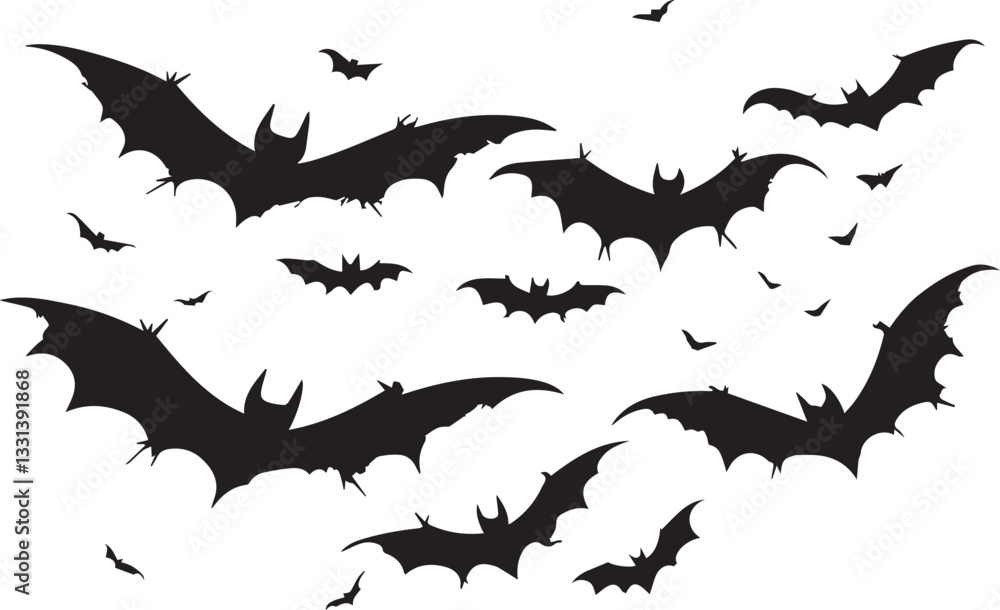 Fototapeta premium Group of Bats flying silhouette vector