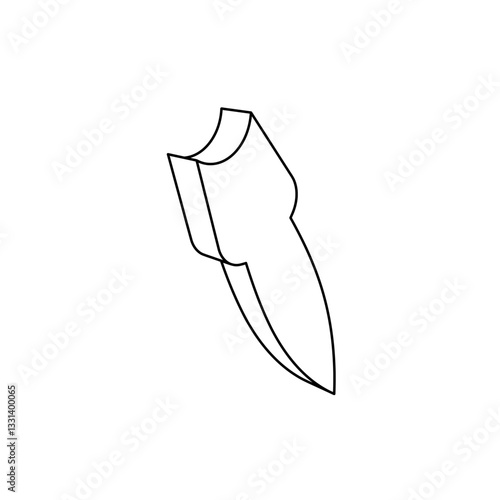 The outline of a large falling rocket symbol is made with black lines. 3D view of the object in perspective. Vector illustration on white background