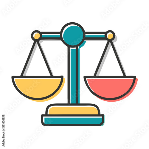Colorful Minimalist Illustration of Weighing Scales on White Background with Copy Space