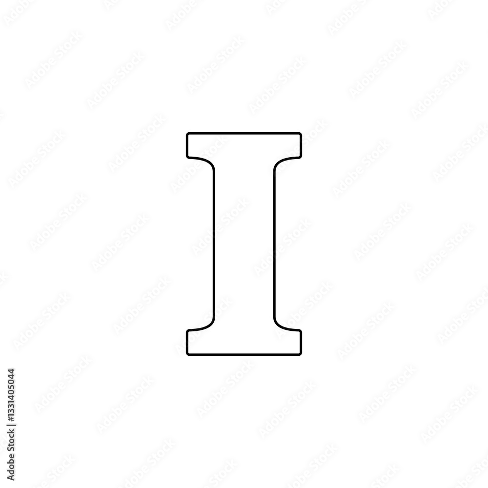 A large black outline capital letter I symbol on the center. Illustration on transparent background A large black outline capital letter I symbol on the center. Illustration on transparent background