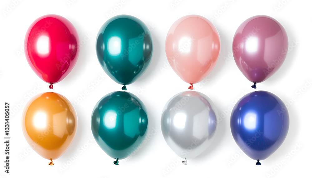 balloons of different colors, isolated on white, set balloons of different colors, isolated on white, set
