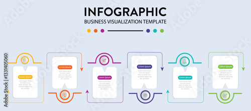 Business Infographic Strategy Planning And Process Visualization With 6 Steps Of Info Graph Elements Vector Illustration On Isolated Background