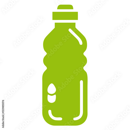 Green Plastic Beverage Bottle Isolated on White Background with Copy Space