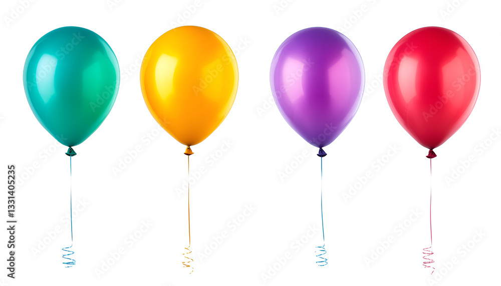 balloons of different colors, isolated on white, set balloons of different colors, isolated on white, set
