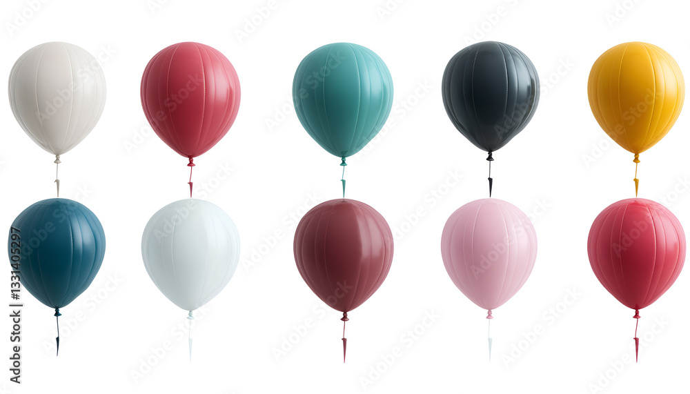 balloons of different colors, isolated on white, set balloons of different colors, isolated on white, set