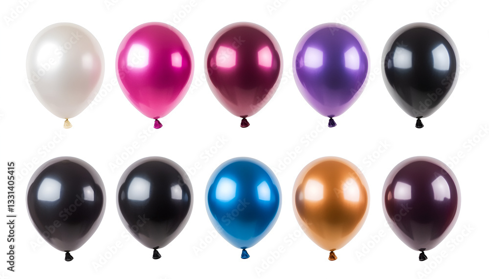 balloons of different colors, isolated on white, set balloons of different colors, isolated on white, set