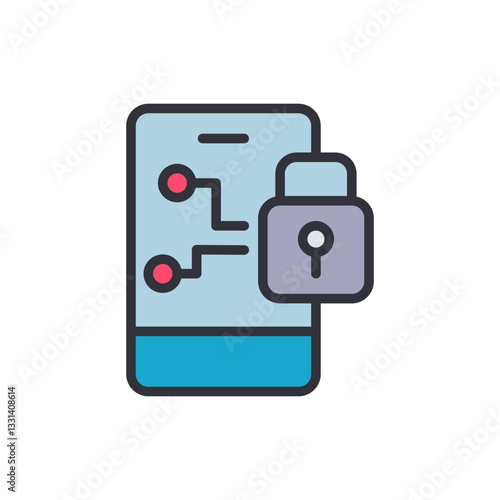 Antitheft app colored icons, minimalist vector illustration ,simple transparent graphic element .Isolated on white background