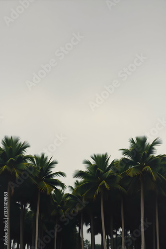 Tropical palm trees at different times of the day on a scenic beach