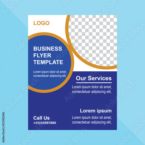 Abstract business flyer design with photo template. A4 size