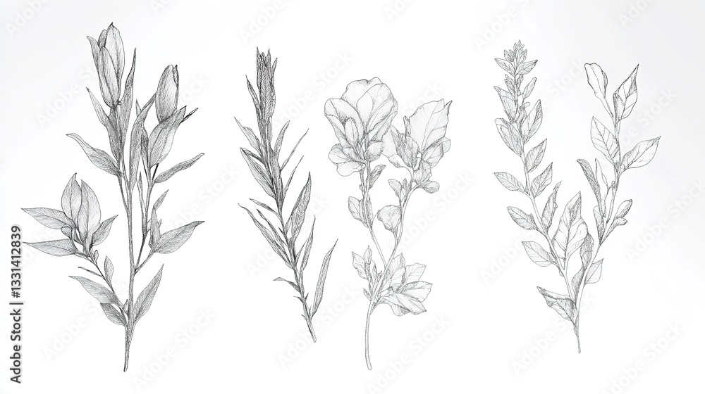 Naklejka premium A serene view of delicate poppies with ethereal white petals, set against a stark black background that highlights their intricate beauty.