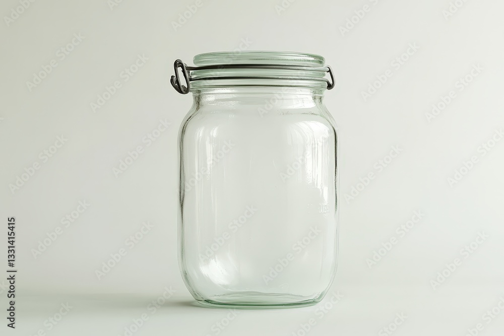 A Clear Glass Jar With a Lid is Facing Forward A Clear Glass Jar With a Lid is Facing Forward
