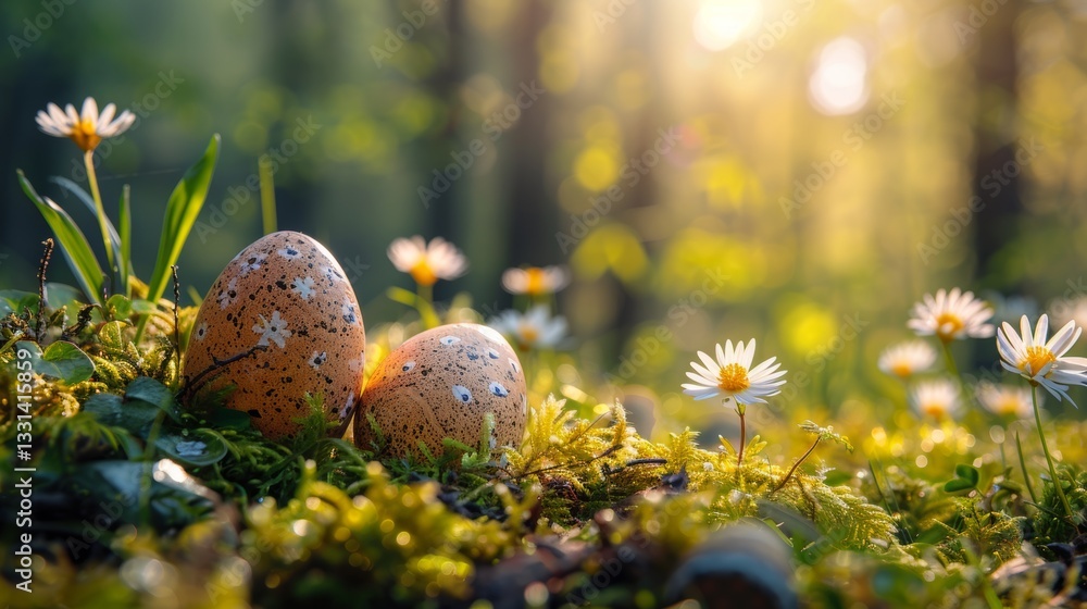 Forest composition with Easter attributes Forest composition with Easter attributes