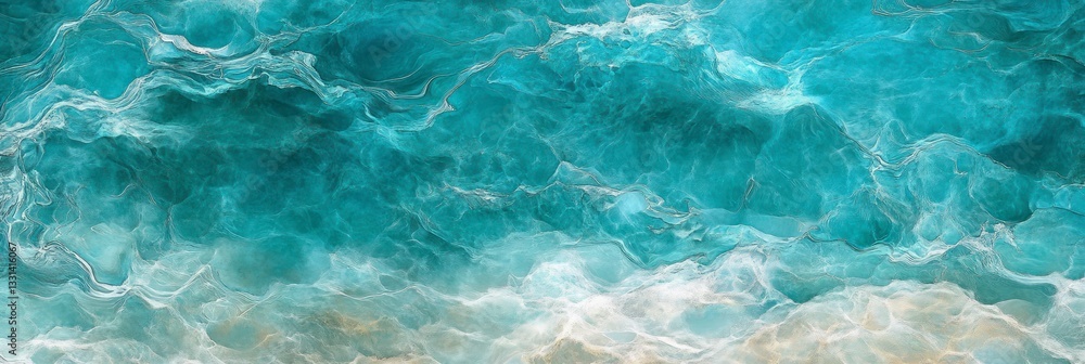 Ocean Waves Crashing on Sandy Beach with Turquoise Water Effect Ocean Waves Crashing on Sandy Beach with Turquoise Water Effect