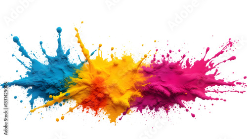 Happy Holi Festival Color Powder Explosion, Indian Traditional Festival on transparent Background