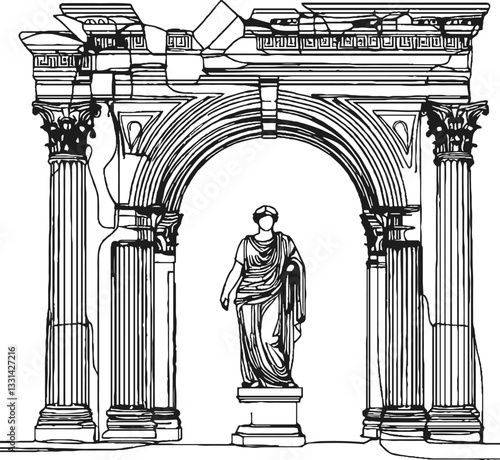 Wallpaper Mural ancient greek temple ruins line art for various design Torontodigital.ca