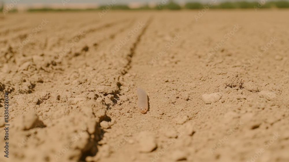 Brown Dry Soil in a Newly Planted Field Brown Dry Soil in a Newly Planted Field