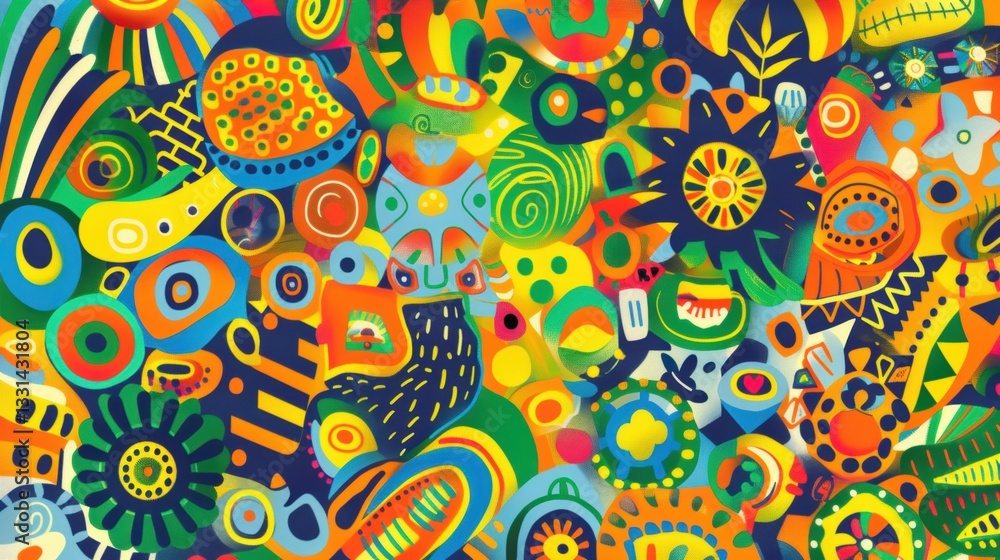 Fototapeta premium Vibrant Abstract Pattern Background Illustration Template for Summer