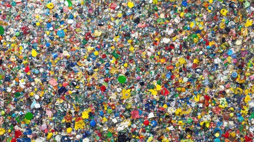 Overhead View of Colorful Recycled Plastic Granules