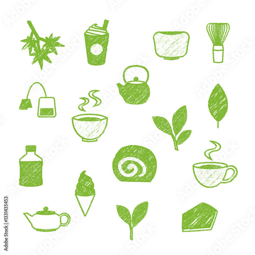 緑茶　抹茶　お茶　アイコン 手描き風
