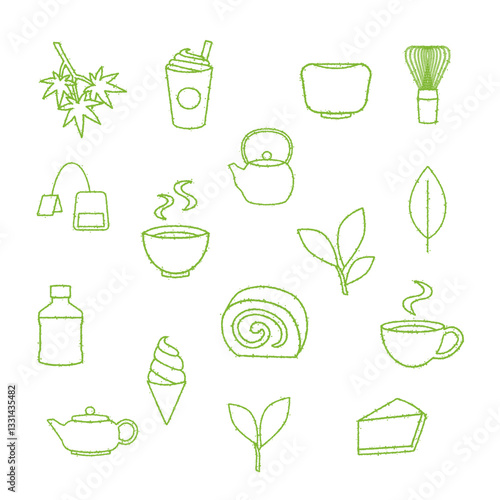 緑茶　抹茶　お茶　アイコン 手描き風