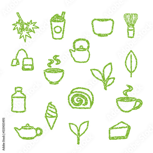 緑茶　抹茶　お茶　アイコン 手描き風