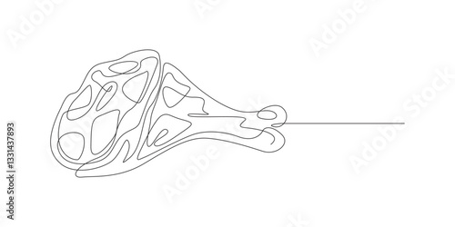 Continuous one line vector illustration drawing of pork knuckle