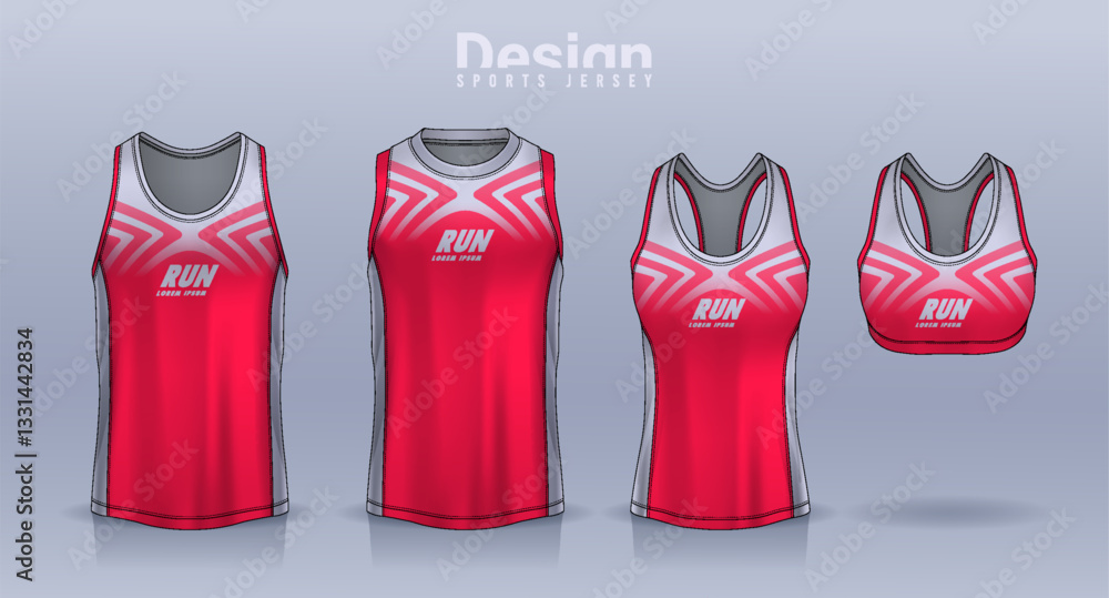 Fototapeta premium Sleeveless shirt sport design template, jersey mockup for Men's and Women's, Running singlet, basketball Tank top.