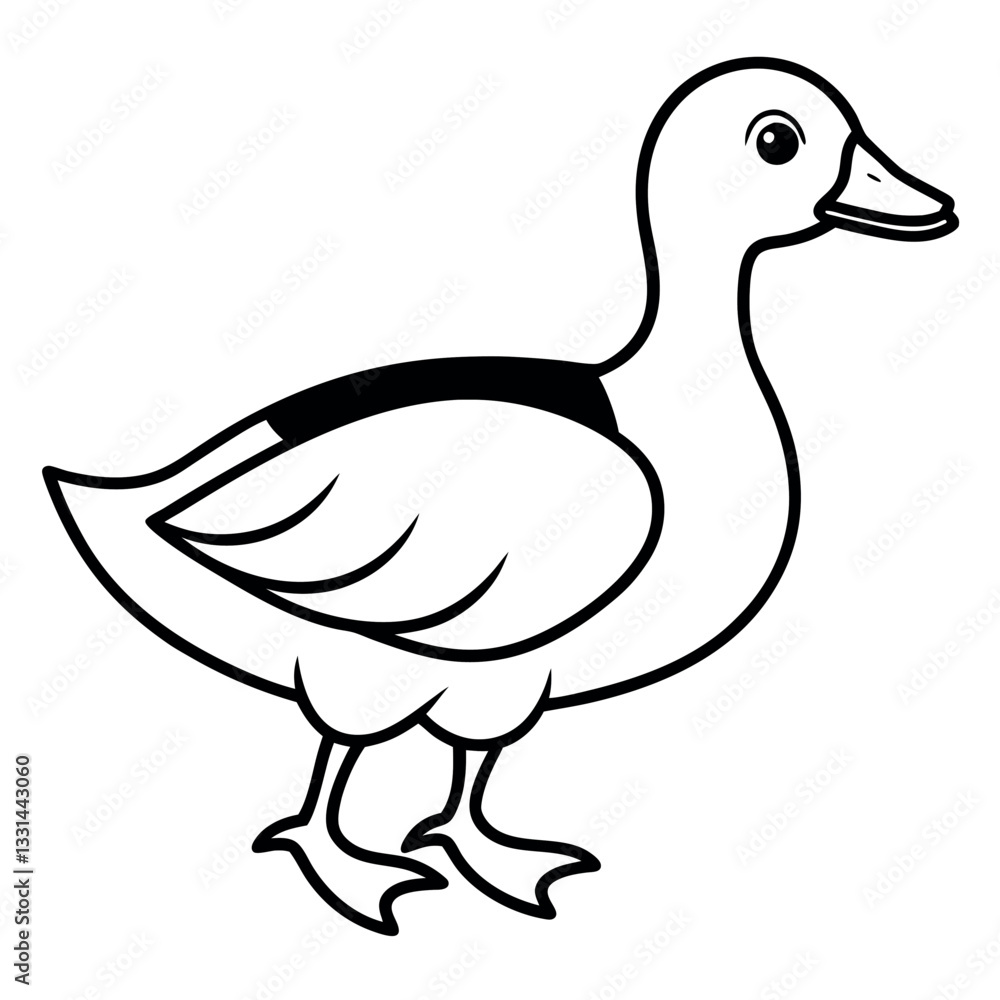A mandarin duck-walking-mode-line-art-vector. A mandarin duck-walking-mode-line-art-vector.