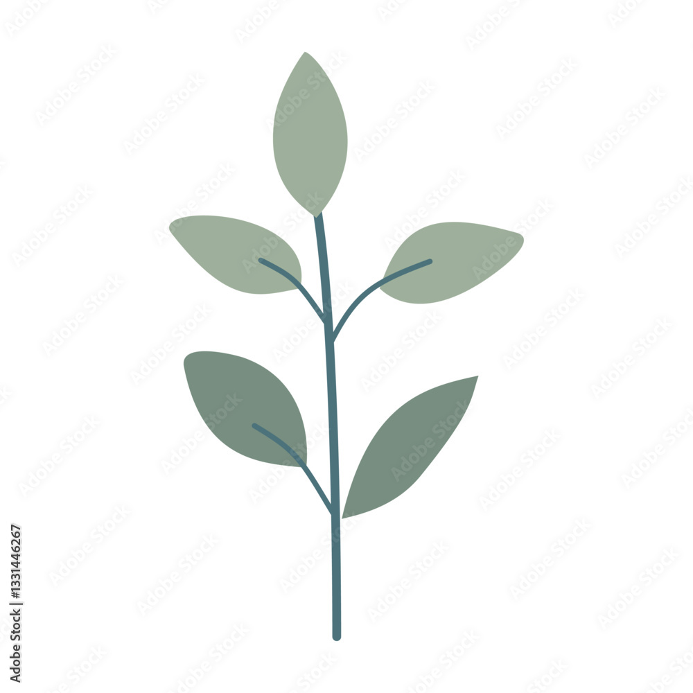 Obraz premium Leaves on a branch, colored. Cute illustration, vector, color, simple