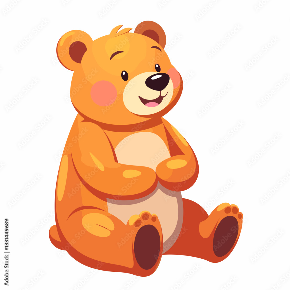 Cheerful cartoon bear sitting, cute character design Cheerful cartoon bear sitting, cute character design