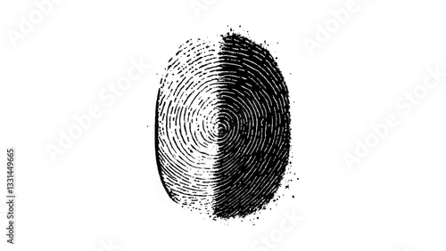 Vector black fingerprint isolated on transparent or white background, Fingerprint cut out on white background. Fingerprint, biometrics, identity, unique, pattern, lines, swirls, security, verification