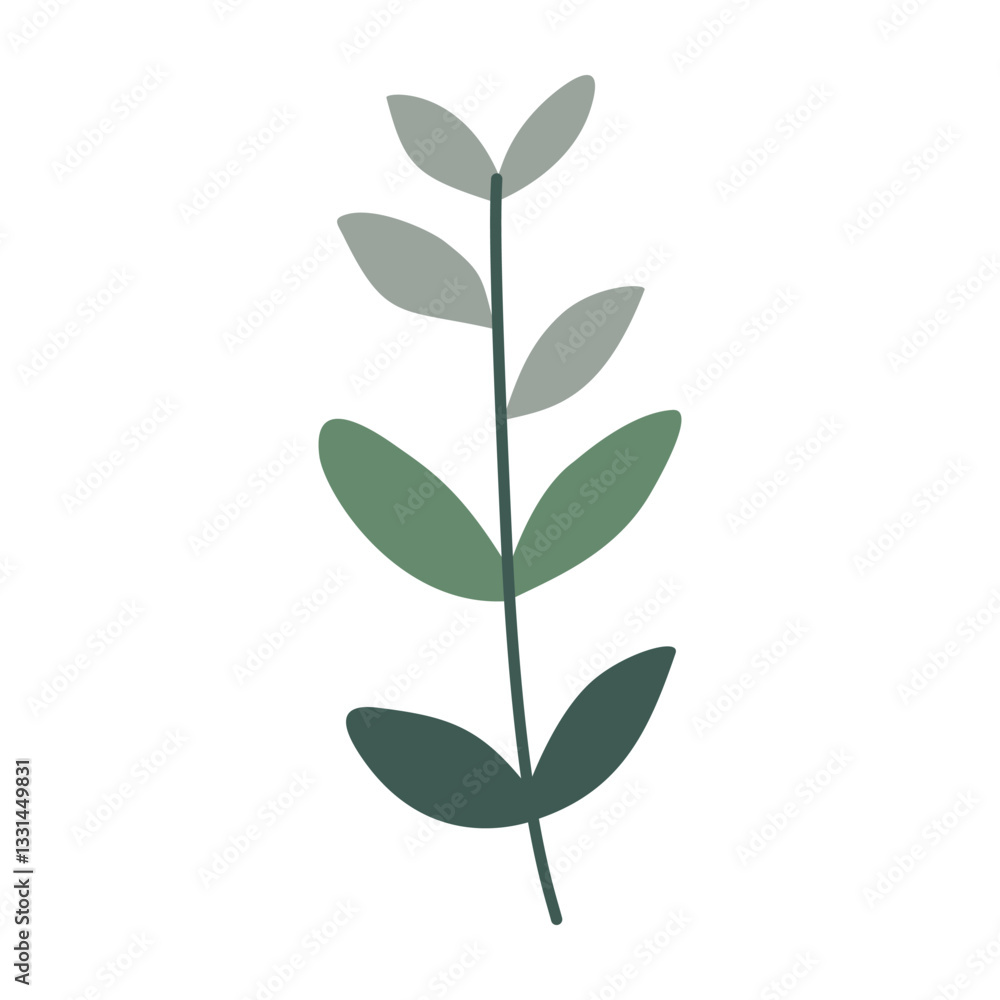 Fototapeta premium Leaves on a branch, colored. Cute illustration, vector, color, simple
