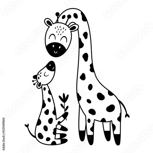 Photography Black and white giraffes clipart
