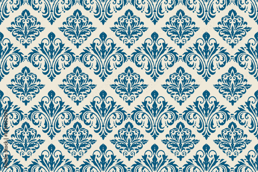 Seamless Ikat pattern inspired handwoven textiles. design features soft, blurred edges bold geometric shapes, reflecting heritage Southeast Asian fashion, home decor, wallpaper, packging Seamless Ikat pattern inspired handwoven textiles. design features soft, blurred edges bold geometric shapes, reflecting heritage Southeast Asian fashion, home decor, wallpaper, packging