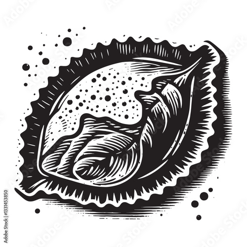 Artisanal ravioli impression with ricotta and spinach filling food drawing