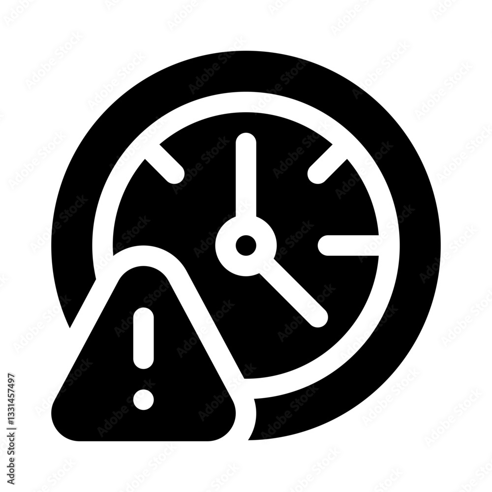 Clock with Alert glyph icon Clock with Alert glyph icon