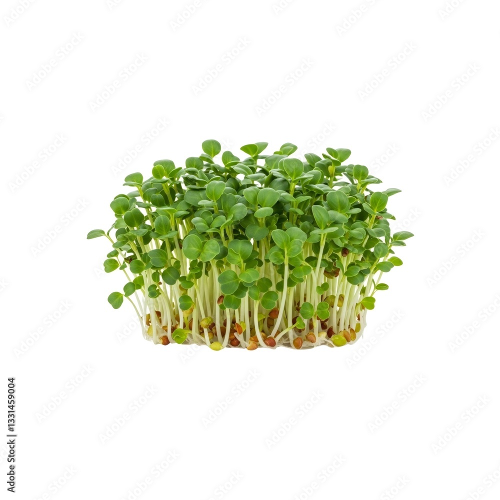 Microgreens growing densely on white background Microgreens growing densely on white background