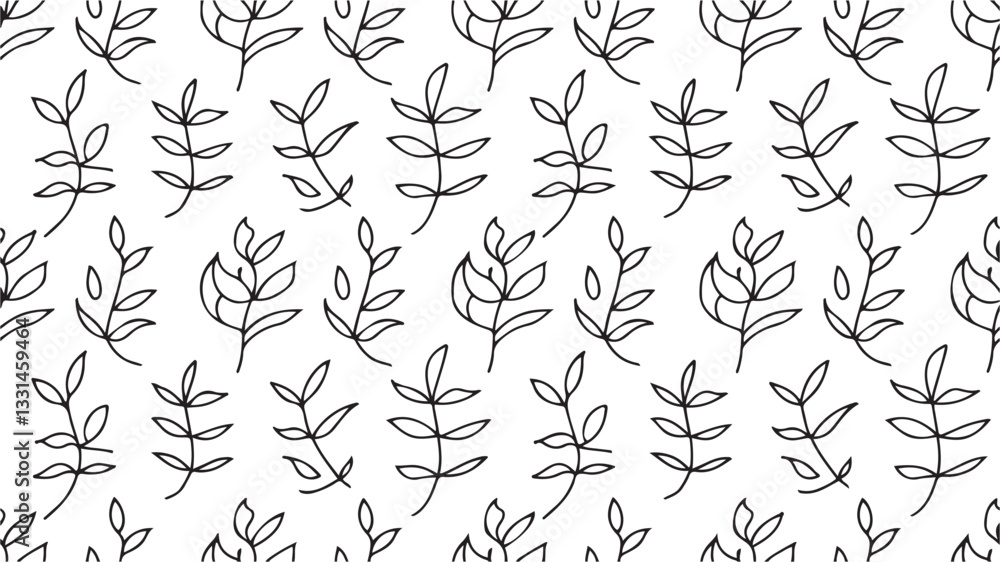 Fototapeta premium linear vector pattern, repeating abstract leaves, gray line of leaf or flower, floral. graphic clean design for fabric, event, wallpaper etc. pattern is on swatches panel. with white background