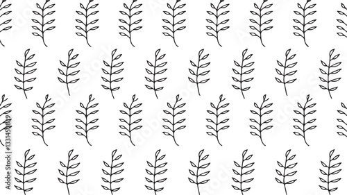 linear vector pattern, repeating abstract leaves, gray line of leaf or flower, floral. graphic clean design for fabric, event, wallpaper etc. pattern is on swatches panel. with white background