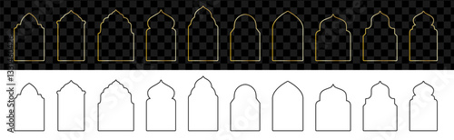 Black and golden linear Arabic door or window collection.