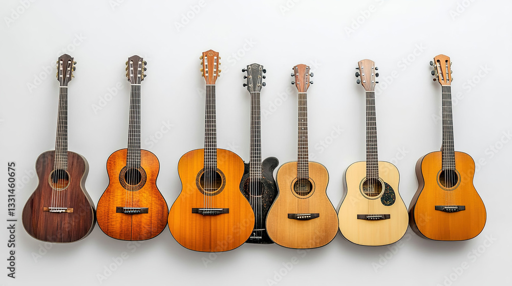 custom made wallpaper toronto digitalSix Acoustic Guitars in Artistic Arrangement, Symbolizing Harmony and Creative Expression