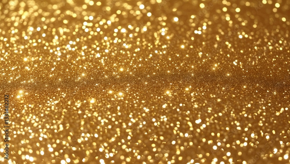 Glitter seamless pattern with golden circles and shiny sparkles. Golden glitter texture. Amber particles color. Celebratory background. Vector Formats,